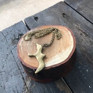 Vintage rustic golden bird pendant necklace